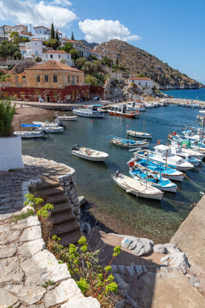 istock Buildings and Pier in Kamini beach in Hydra Island 1187681685