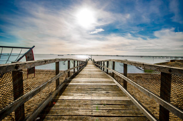 passerella lungo la spiaggia nel lato del mare di southend, nel sud dell'inghilterra, nell'essex. inghilterra - essex foto e immagini stock