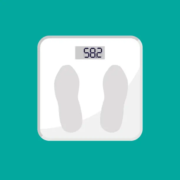 Vector illustration of Bathroom floor scales isolated on green background.