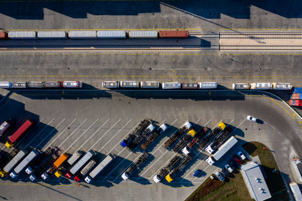 istock Aerial view of Container port 1187684359
