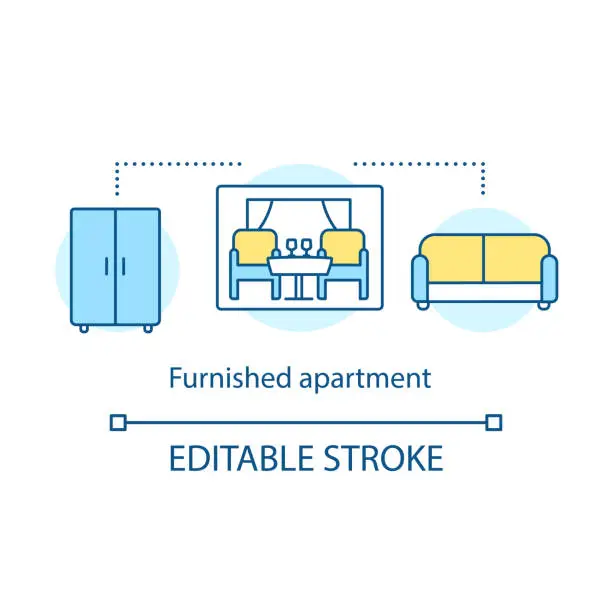 Vector illustration of Furnished apartment concept icon