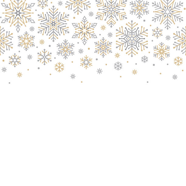 ilustraciones, imágenes clip art, dibujos animados e iconos de stock de fondo de copos de nieve - gold silver backgrounds square