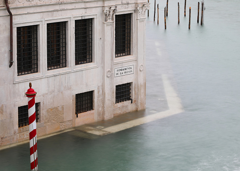 ancient Palace in Grand Canal in Venice Italy during the flood