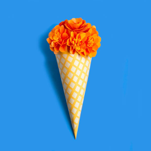 Paper waffle cone with flowers
