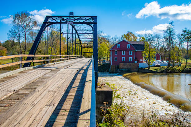 Bridge at War Eagle Mill, Arkansas stock photo