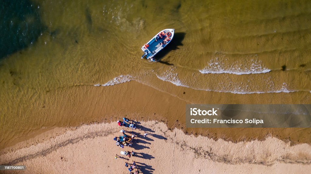 Aerial photography of Fabrica Beach in Cancela velha Portugal On Algarve. Vila Real de Santo António Stock Photo