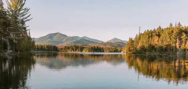 Photo of Lake during sunset/golden hour over Boreas Ponds in the Adirondacks
