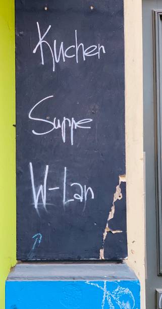 istock Black information board: cake, soup, W-Lan 1187702767