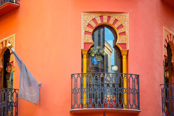 malaga historic city center and old town streets near malaga cathedral - sky sea town looking at view imagens e fotografias de stock