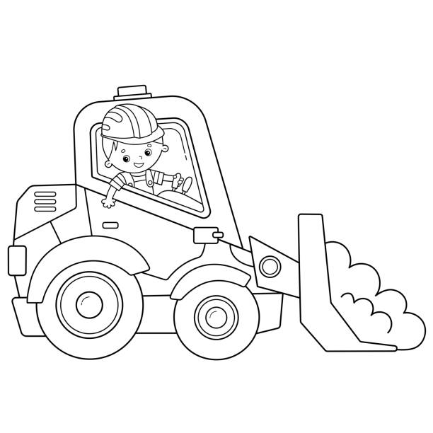 Coloring Page Outline Of Cartoon Bulldozer Construction Vehicles Coloring  Book For Kids Stock Illustration - Download Image Now - iStock