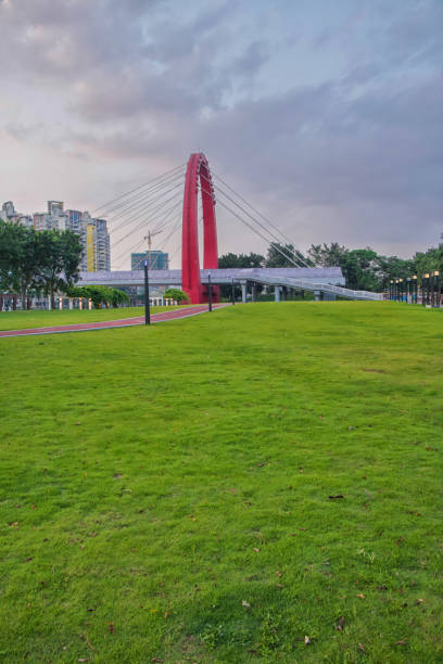 Empty green field in the park,Jiangmen,Guangdong,China.