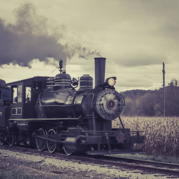 istock Vintage steam train in rural setting 1187708952