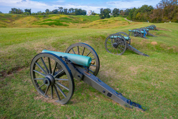 Civil War Cannons at Vicksburg National Military Park in Vicksburg, Mississippi. Cannons used in the Civil War  at the Vicksburg National Military Park in Vicksburg, Mississippi near Jackson. vicksburg stock pictures, royalty-free photos & images