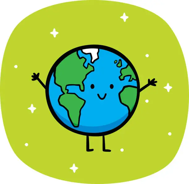 Vector illustration of Happy Earth Doodle