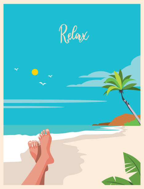 расслабьтесь - отдых - туризм и путешествия - swimwear caribbean sea beach water stock illustrations