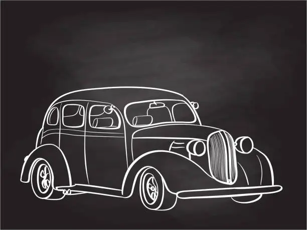 Vector illustration of Vintage Cruiser Car Chalkboard
