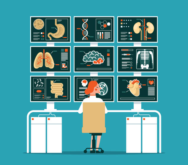 Medical Scan Medical Checkup and Healthcare Infographics stock illustration diagnostic equipment stock illustrations