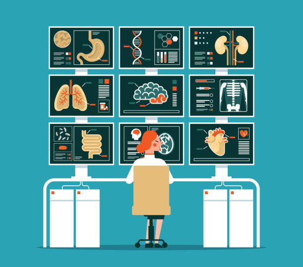 Medical Scan Medical Checkup and Healthcare Infographics stock illustration dna backbone stock illustrations
