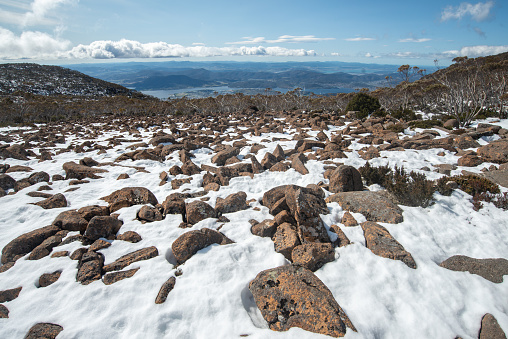 Beautiful landscape of Mount Wellington in winter season of Hobart, Tasmania state of Australia.