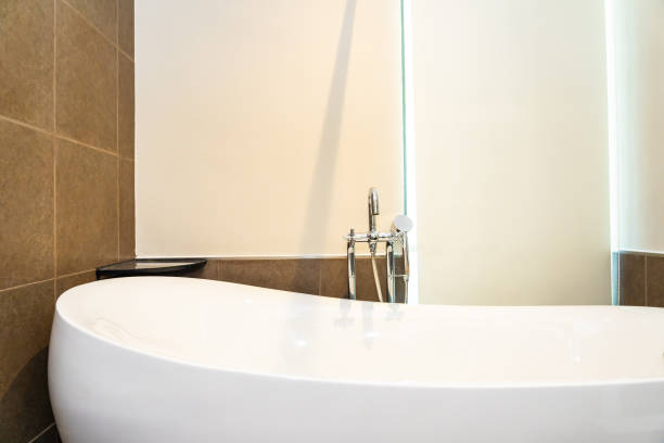 istock Beautiful luxury white bathtub decoration interior 1187731959