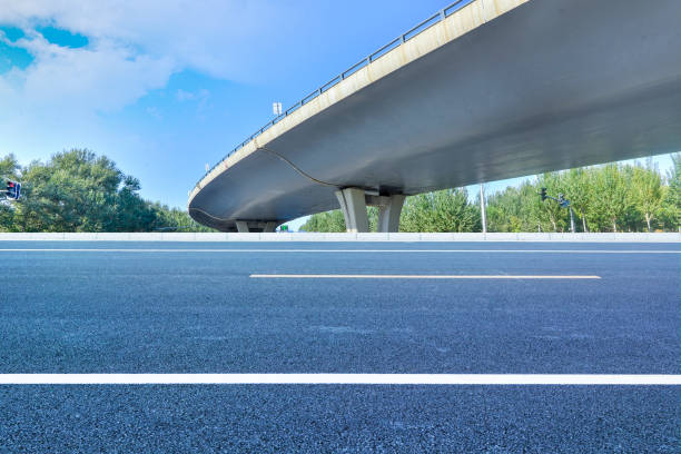 istock Blue sky overpass under the asphalt road, car advertising road material 1187735061