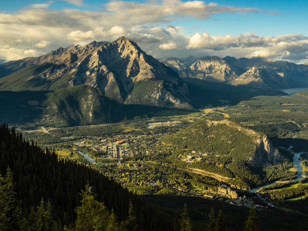 Town of Banff, Canada, from Sulphur Mountain stock photo