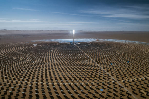 istock Aerial view of solar thermal power plant 1187752902