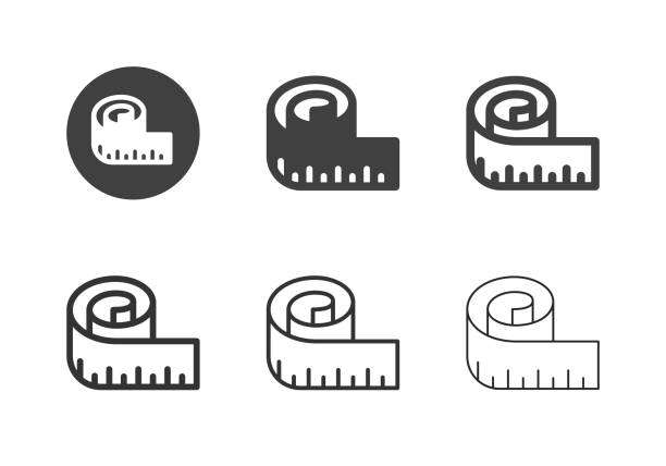 ikony taśm pomiarowych - multi series - ruler stock illustrations