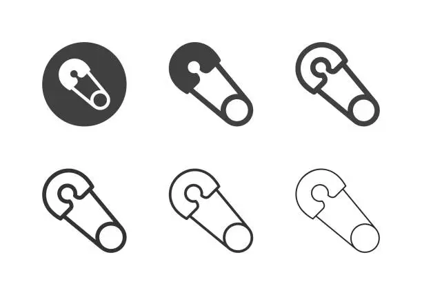Vector illustration of Safety Pin Icons - Multi Series