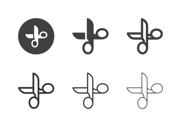 ilustraciones, imágenes clip art, dibujos animados e iconos de stock de iconos de tijeras de sastre - serie múltiple - decoupage