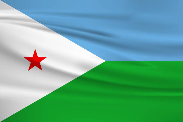 ilustrações de stock, clip art, desenhos animados e ícones de waving djibouti flag, official colors and ratio correct. djibouti national flag. vector illustration. - symbol sign vector republic of djibouti