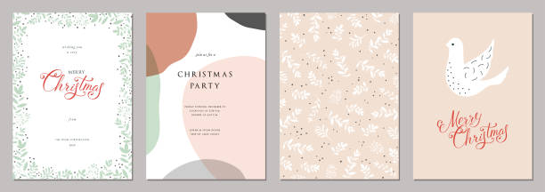 Universal Christmas Templates_06 Merry Christmas and Modern Business Holiday cards. gift tag note stock illustrations