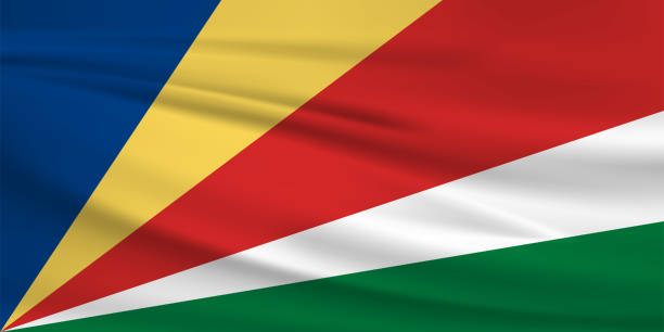 istock Waving Seychelles flag, official colors and ratio correct. Seychelles national flag. Vector illustration. 1187768713