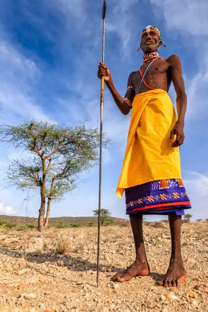 Photo of African warrior from Samburu tribe, central Kenya, East Africa
