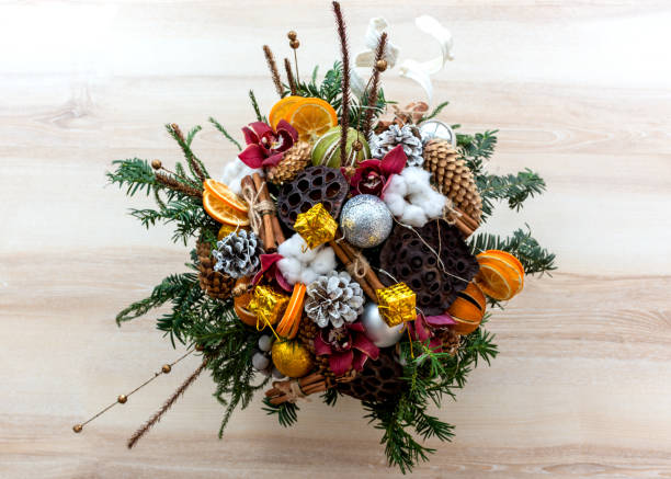 New year gift bouquet top view