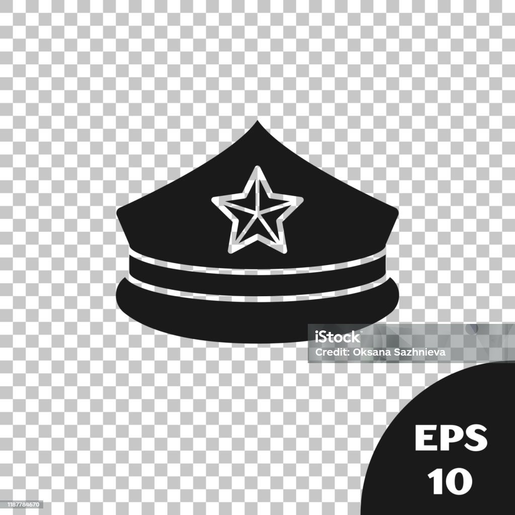 Black Police Cap With Cockade Icon Isolated On Transparent Background 
