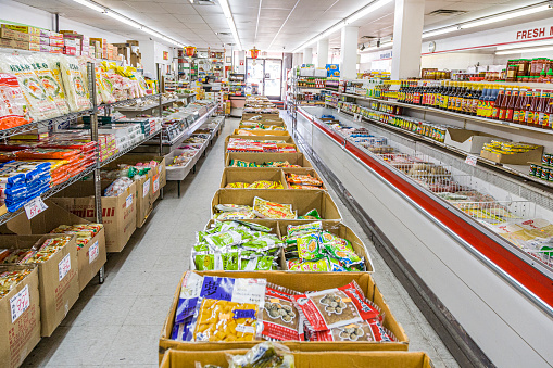 Los Angeles, USA - July 6, 2008: inside of super market  in China Town, Los Angeles.