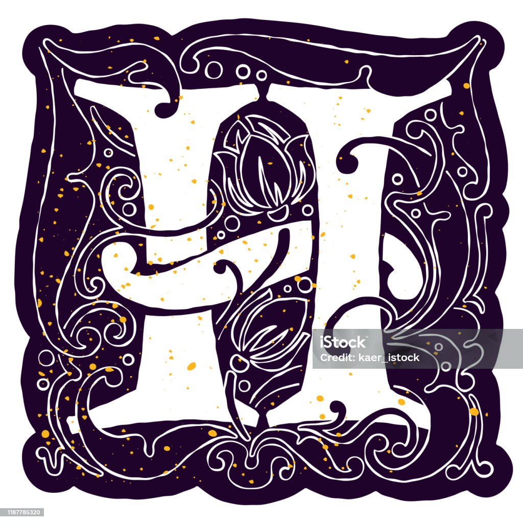 Hình Minh Họa Cổ Của Chữ H Trang Trí Công Phu Với Kết Cấu Vàng ...