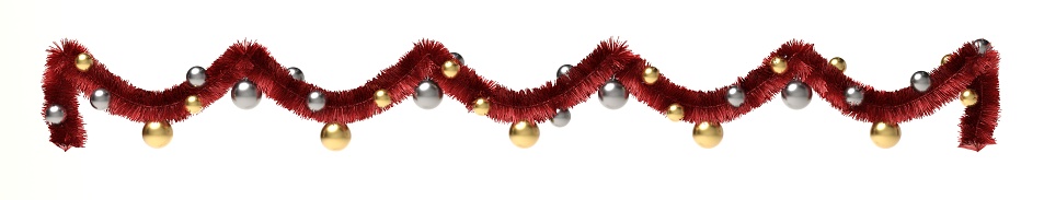 Christmas garland with balls white background