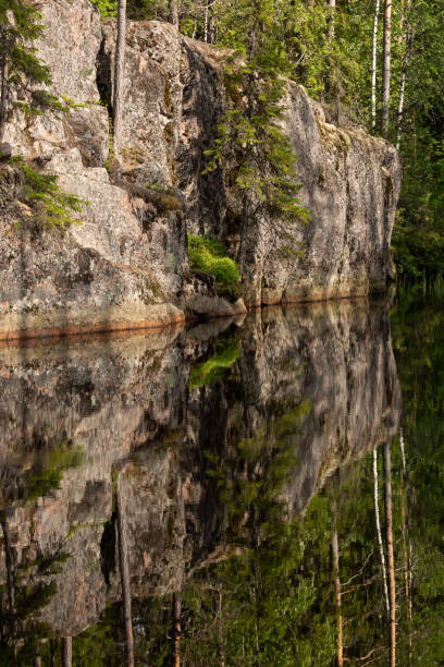 istock Rock reflectin to still water in forest lake 1187791691