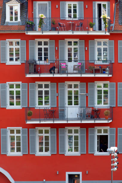 facade of a old vintage house with apartments in Heidelberg