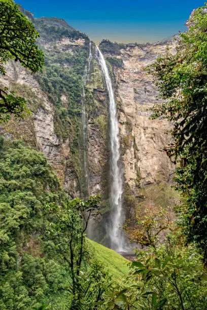 Gocta   waterfall in Amazonas, Peru is the 11th highest waterfall in the world