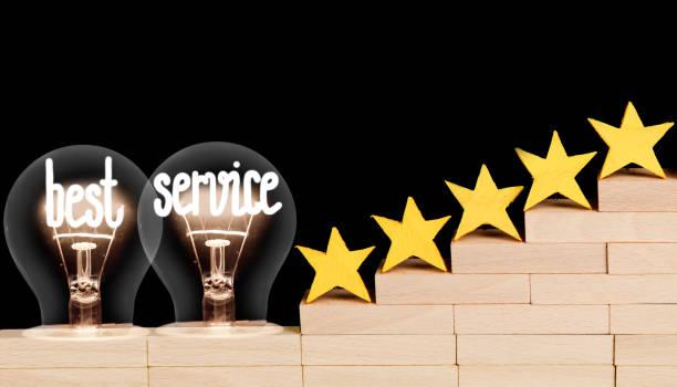 istock Light Bulb and stars with Best Service Concept 1187794491