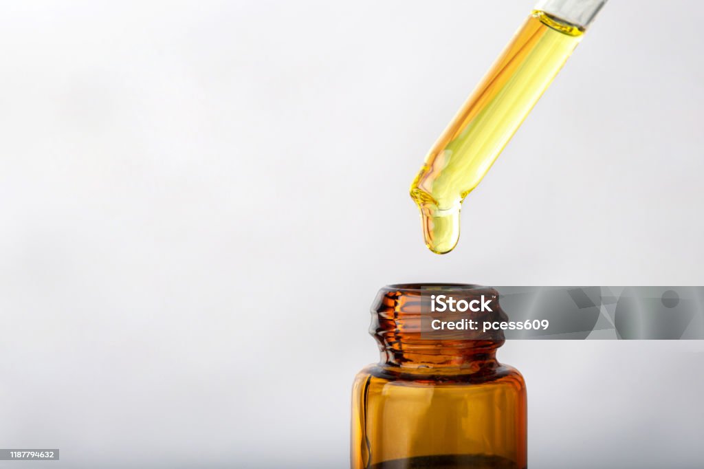 close up dropper with Cannabis CBD Oil used for medical purposes.marijuana CBD oil CBD Oil Stock Photo