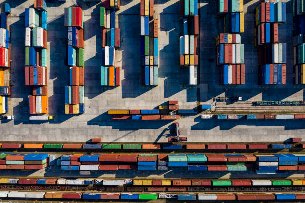 istock Aerial view of Container port 1187796862