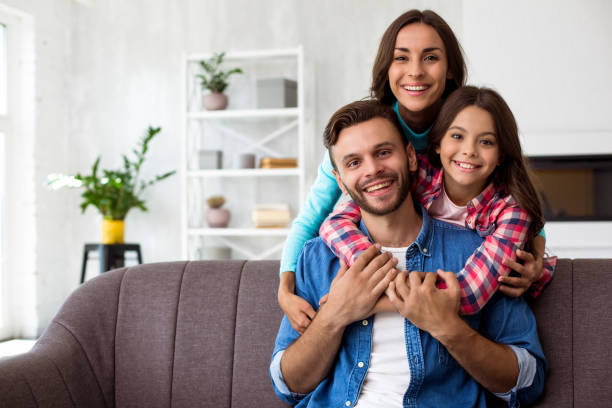 un potere di tre. - block togetherness happiness indoors foto e immagini stock