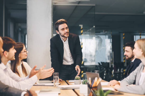 istock Business team having board meeting in modern office 1187798615