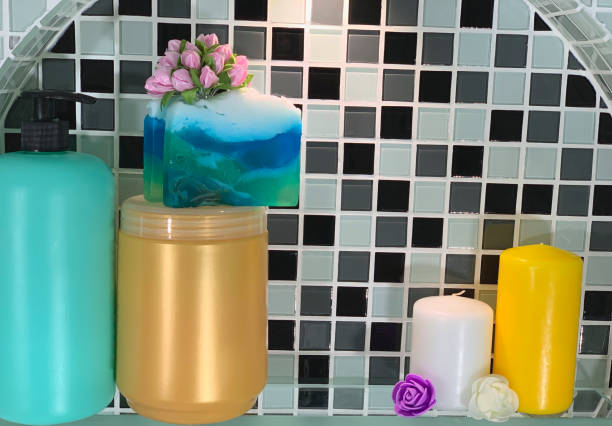 istock Jars with soap on the shelf. 1187799825