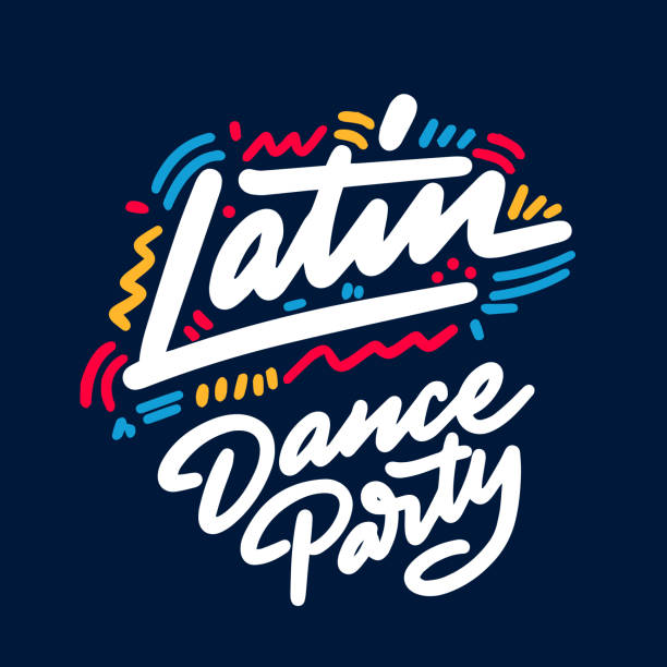 illustrazioni stock, clip art, cartoni animati e icone di tendenza di latin dance party lettering disegno a mano. può essere utilizzato come segno, illustrazione, logo o poster. - latin music