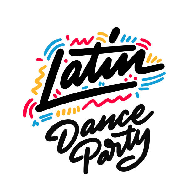Latin Dance Party lettering hand drawing design. May be use as a Sign, illustration, logo or poster. Latin Dance Party lettering hand drawing design. May be use as a Sign, illustration, logo or poster. reggaeton dance stock illustrations